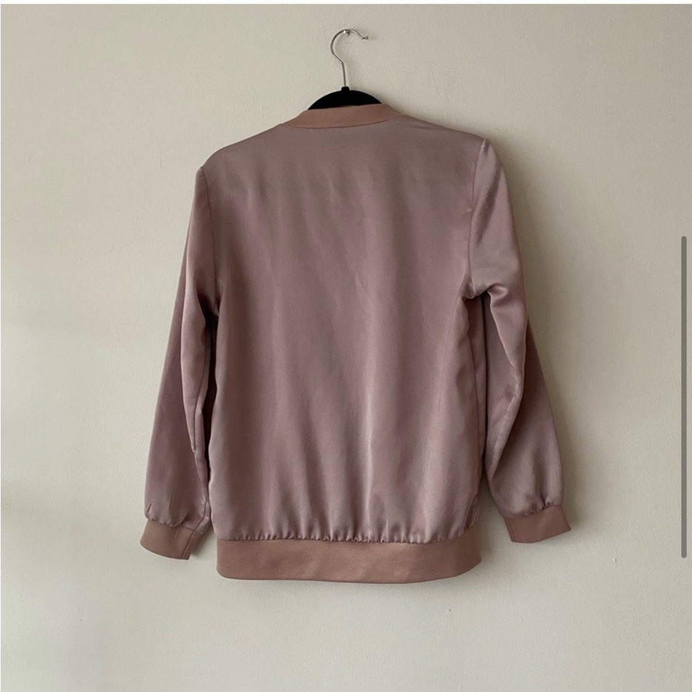 Topshop satin bomber jacket, zip closure, pink, size 2 - Picture 4 of 6
